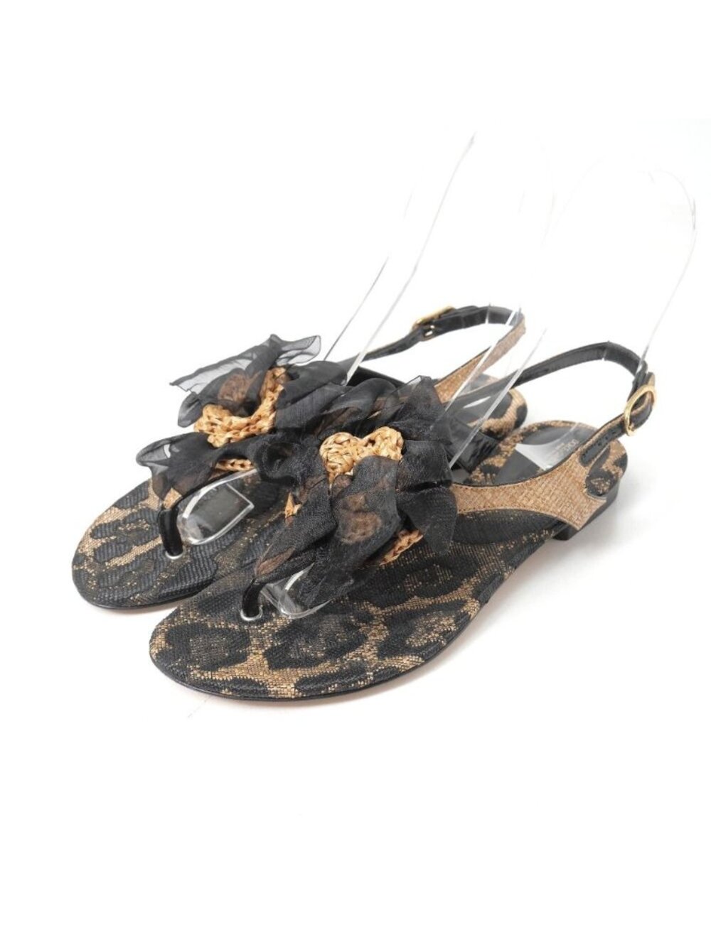 Dolce & Gabbana Sandals Leopard Print Flower Strap Thong Sandals